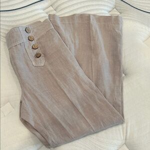 elevenses Wide Leg Linen Pants in Grey-Taupe